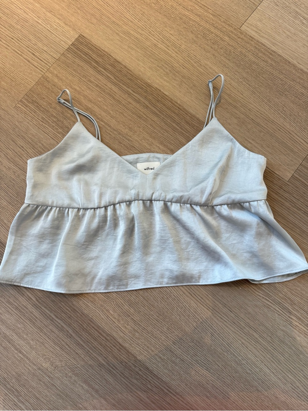Wilfred Aritzia Pale Blue Spaghetti Strap Peplum Cami